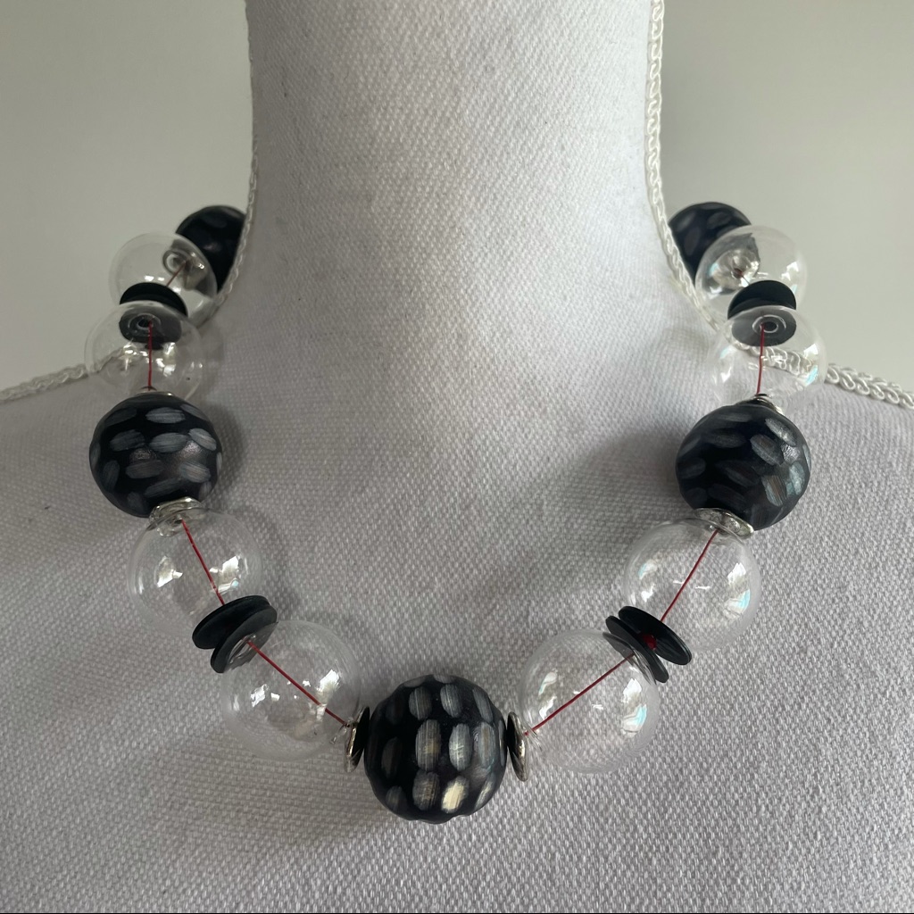 Nwt Handmade Glass And Bead Statement Necklace
